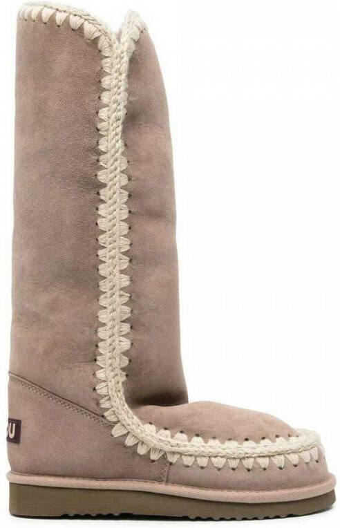 Mou Beige Gehaakte Schapenvachtlaarzen Beige Dames - Foto 5