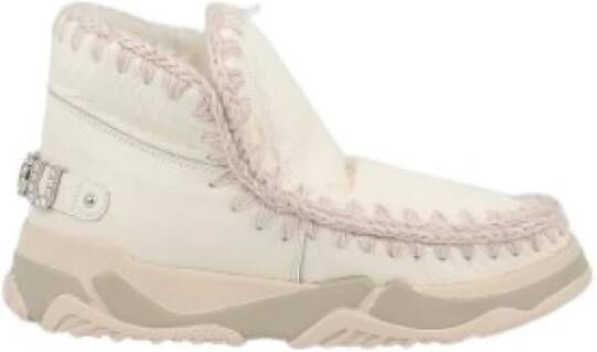 Mou Witte Leren Winterlaarzen voor Vrouwen Beige Dames
