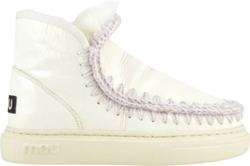 MOU Enkellaarsjes Dames Pantoffels Damesschoenen Leer Eskimo snkr bold Gebroken wit - Foto 6