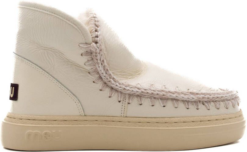 MOU Enkellaarsjes Dames Pantoffels Damesschoenen Leer Eskimo snkr bold Gebroken wit - Foto 7