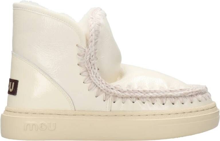 MOU Enkellaarsjes Dames Pantoffels Damesschoenen Leer Eskimo snkr bold Gebroken wit - Foto 13
