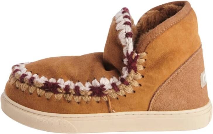 Mou Eskimo Sneaker van Suède met Schapenvacht Binnenkant Bruin Dames