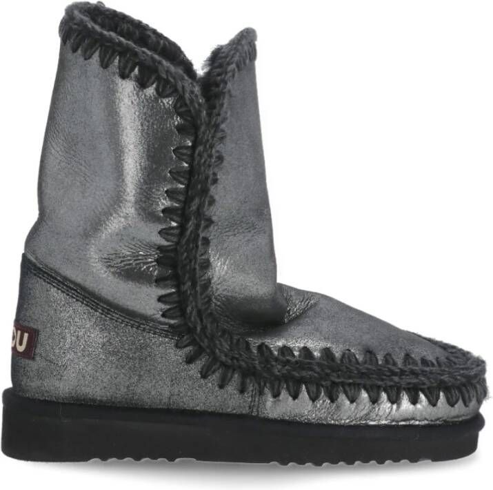 Mou Boots Black Microglitter Double-Face Sheepskin Ankle Boo in zwart