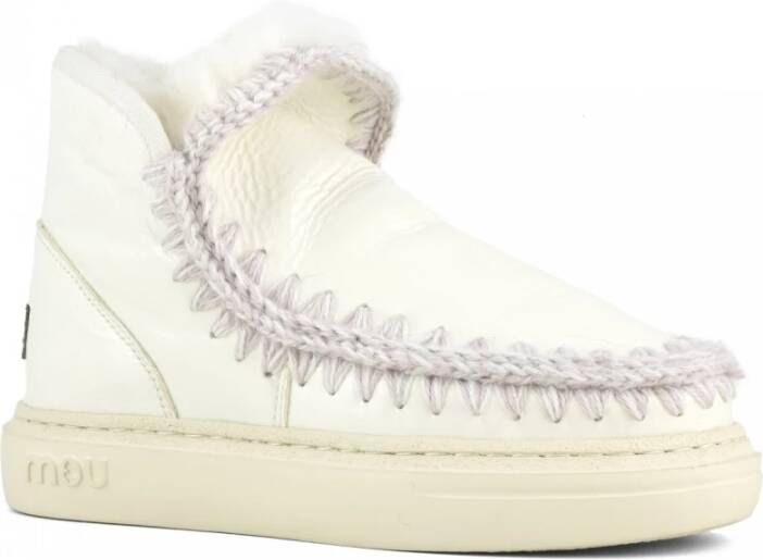 MOU Enkellaarsjes Dames Pantoffels Damesschoenen Leer Eskimo snkr bold Gebroken wit - Foto 9
