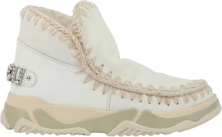 Mou Witte Leren Winterlaarzen voor Vrouwen Beige Dames