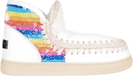 Mou Regenboog Witte Leren Sneakers