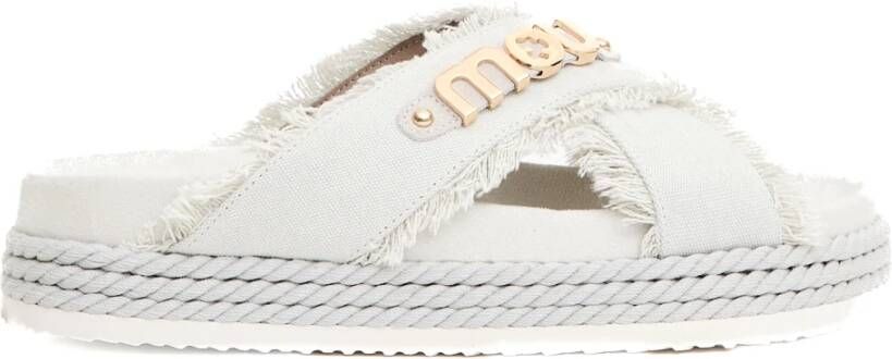 Mou Witte Gekruiste Sandalen met Raffel Finish