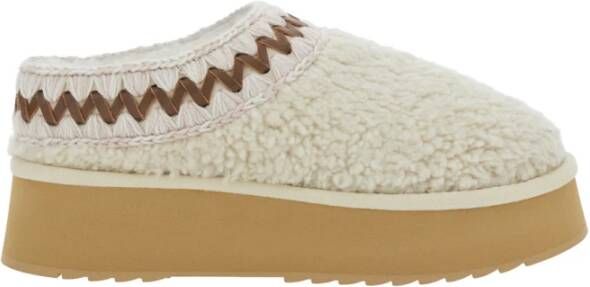 Mou Witte Gevlochten Detail Nepbont Muiltjes - Foto 2