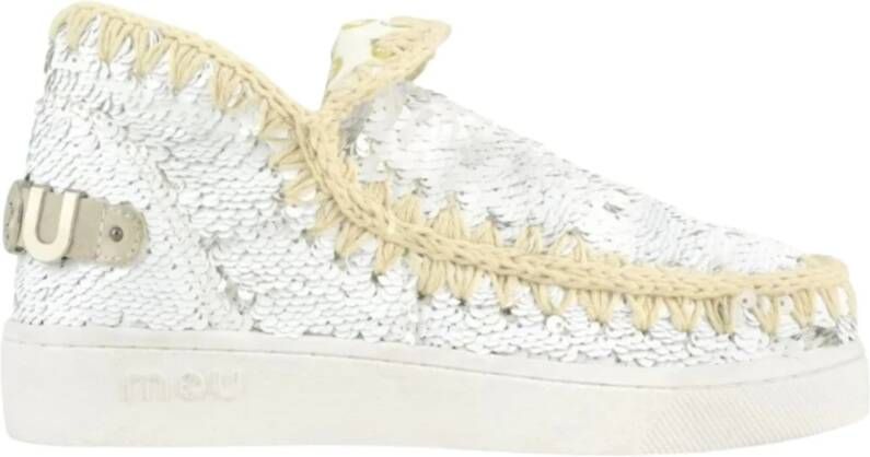 Mou Witte platte schoenen met paillettenzool