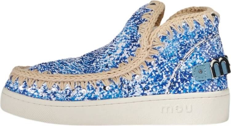 Mou Zomer Eskimo Bedrukte Paillet Sneaker Blue Dames