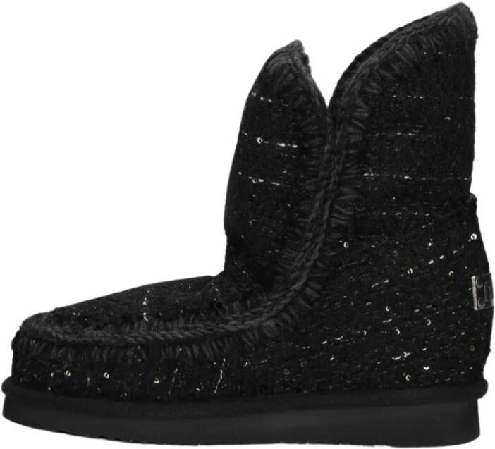 Mou Zwarte Inner Wedge Tweed Enkellaarsjes Black Dames