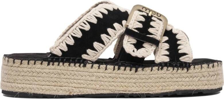 Mou Zwarte Leren Sandalen voor Vrouwen