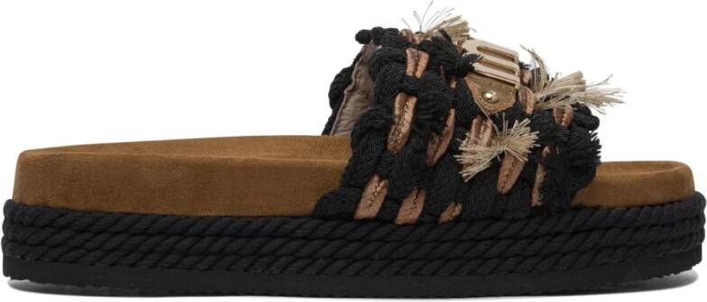 MOU Slippers Dames Monoband Rope Sandal Fringes Maat: 39 Materiaal: Textiel Kleur: Zwart - Foto 3