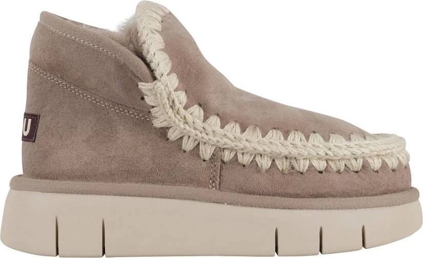 Mou Zwarte Suède Bont Sneaker met Stiksels