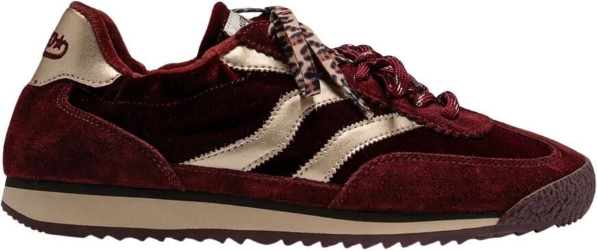 MRP dames sneaker Utah suède en velous rood en beige