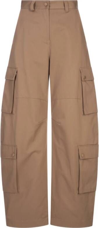 Msgm Bruine Cargo Broek Katoen Boor Beige