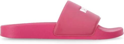 Msgm Fuchsia Rubber Slippers met Logo Relief