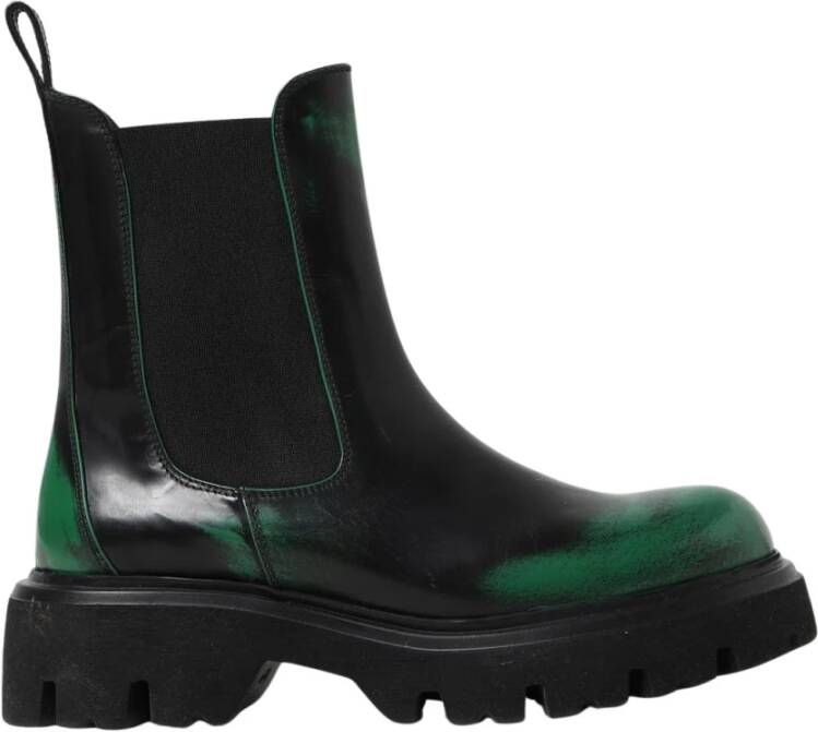 Msgm Groene Leren Chelsea Laarzen Stijlvol