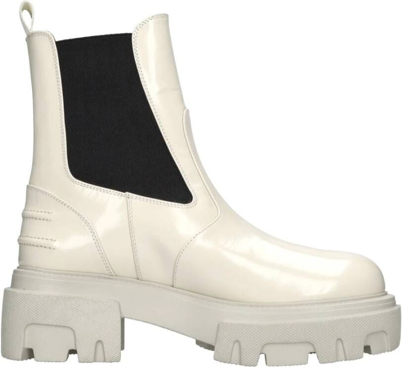 Msgm Leren Track Laarzen met Rits Beige Dames