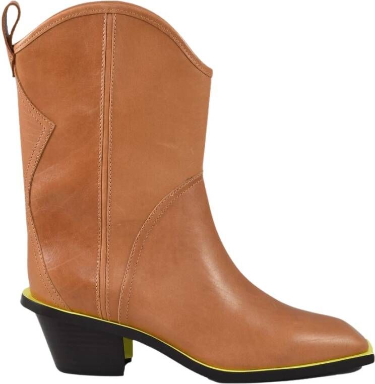 Msgm Leren Booties voor vrouwen Brown Dames