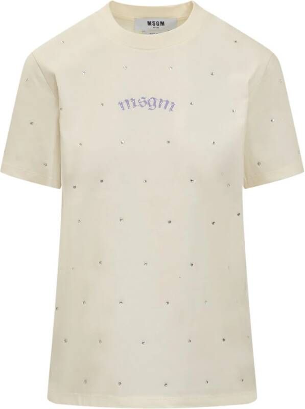 Msgm T-shirt met strasslogo en ronde hals