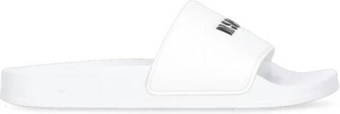 Msgm Witte Rubberen Slippers met Logo Relief