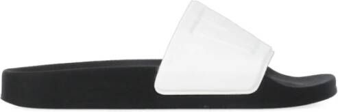 Msgm Witte Rubberen Slippers met Logo Relief