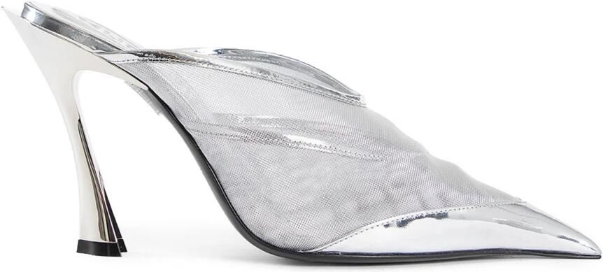 Mugler Zilveren Mesh Stiletto Hak Muiltje