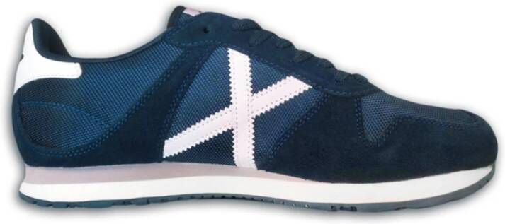 Munich Blauwe Casual Leren Sneakers oor Heren Blue Heren