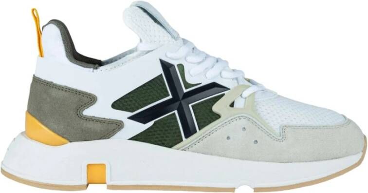 Munich Witte Sneakers met Groene en Oranje Details Multicolor Heren