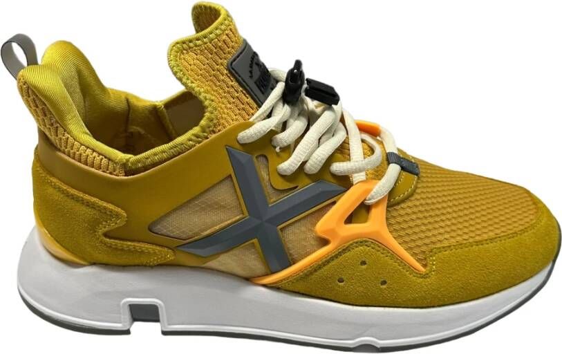 Munich Sneaker van suède en nylon rubberen zool Yellow Heren