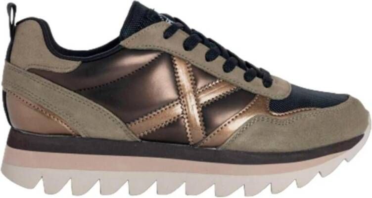 Munich Bronzen Sneaker met Stoffen Binnenkant Brown Dames