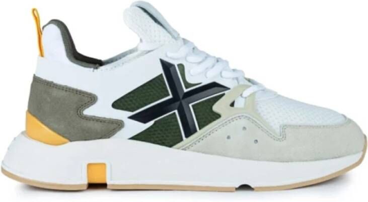 Munich Witte Sneakers met Groene en Oranje Details Multicolor Heren