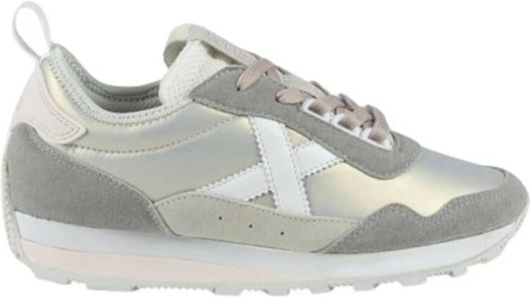 Munich Zilver Sportieve Leren Sneakers Vrouwen