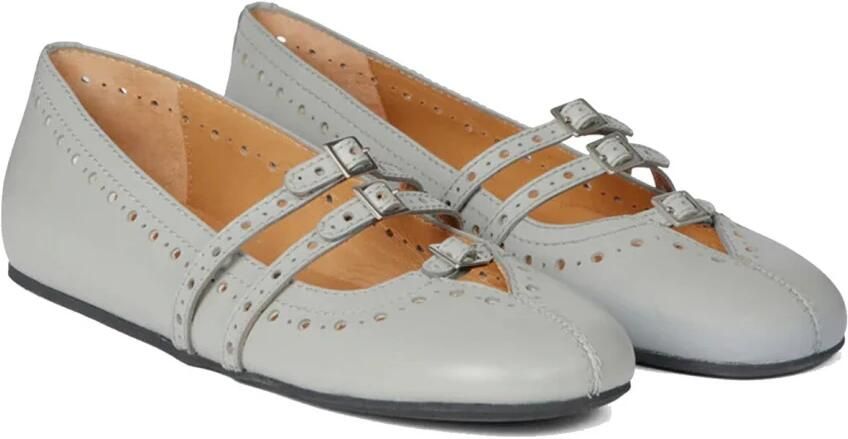 Munthe Elegante leren ballerina`s met gespsluitingen