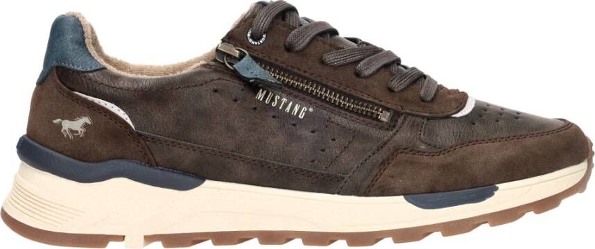 mustang Comfortabele herensneaker met rits Brown Heren