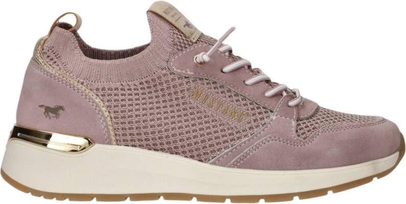 mustang Lila Glitter Elastische Sneakers Pink Dames