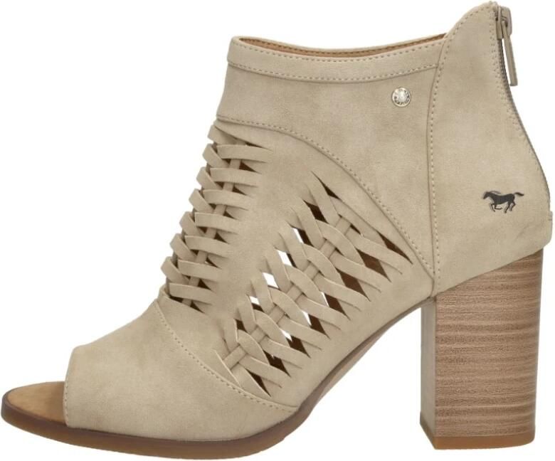 Mustang Beige geweven sandalette met rits Beige Dames