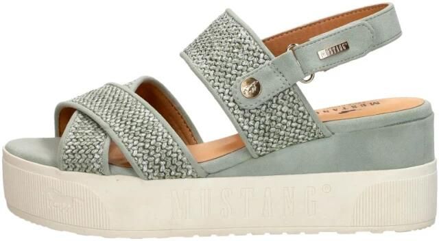 Mustang Sandalen Plat Sandalen Plat Groen - Foto 2