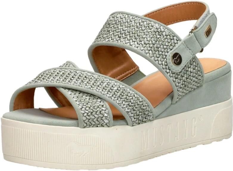 Mustang Sandalen Plat Sandalen Plat Groen - Foto 3