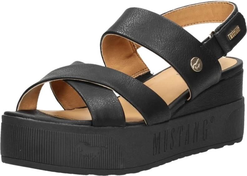 Mustang Shoes Sandaaltjes zomerschoen sandaal sleehak met praktische klittenbandsluiting - Foto 4
