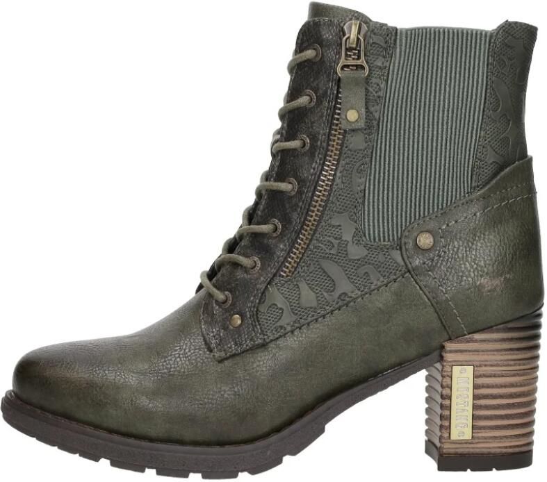 Mustang Veterschoenen Hak Veterschoenen Hak Khaki - Foto 2