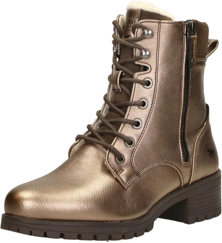 Mustang Shoes Veterschoenen enkellaars hakken in metallic-look smalle vorm