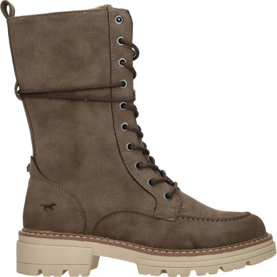 Mustang Winter Hoge Veterschoen Beige Dames