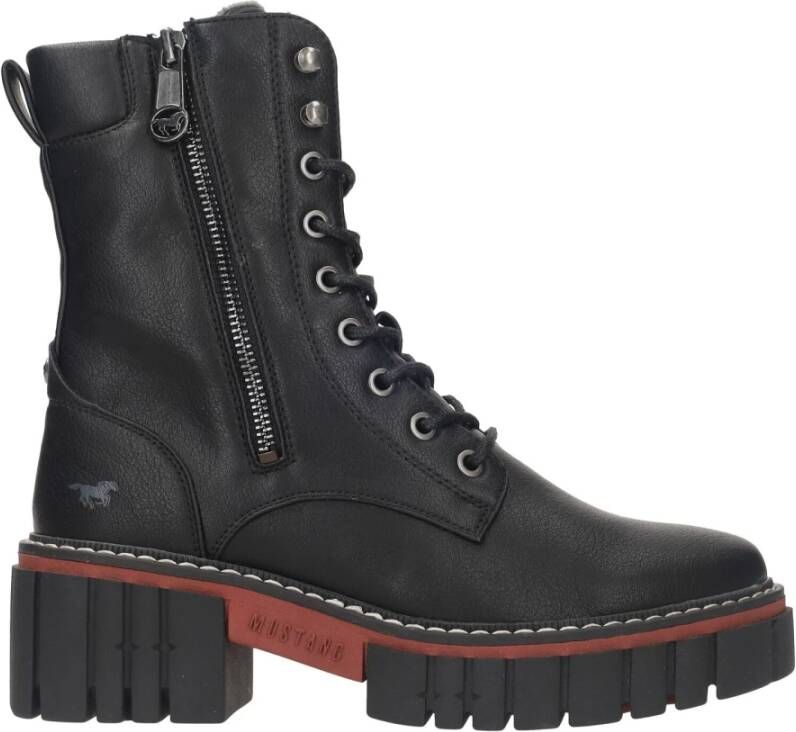 Mustang Zwarte Chunky Hak Winterlaars Black Dames