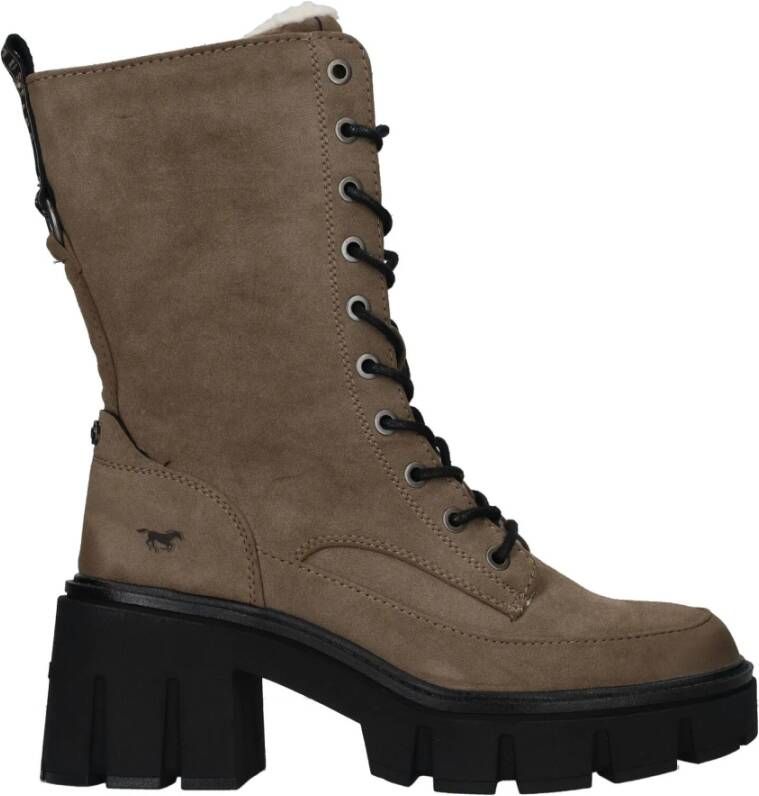 mustang Warme Platform Veterschoen voor Dames Gray Dames