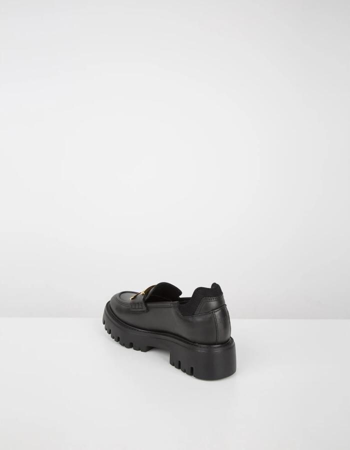 N21 Zwarte leren platte schoenen met gouden logo Black Dames - Foto 2