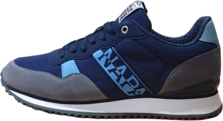Napapijri Blauwe Leren Stoffen Lage Sneakers