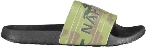 Napapijri Contrast Detail Logo Sandalen Pantoffels Green Heren