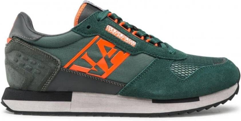 Napapijri Groene leren sneakers met D-ringen